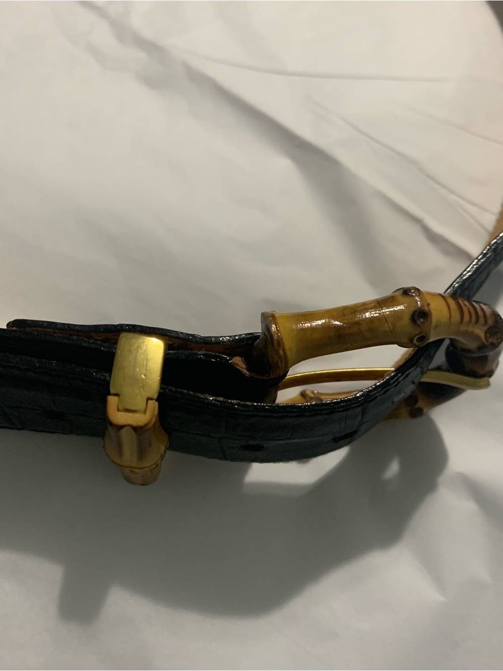 Harold's Powell Black Leather Belt with Bamboo-Style Buckle - Picture 7 of 16